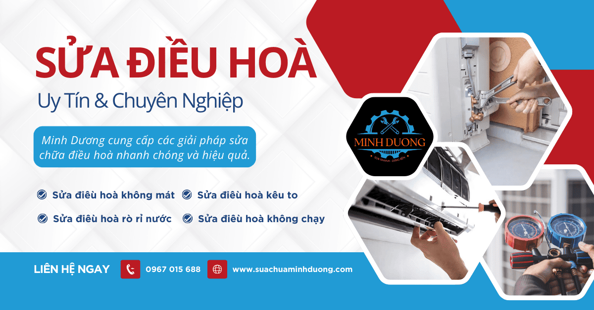 Thợ sửa điều hòa chuyên nghiệp của Sửa Chữa Minh Dương đang làm việc
