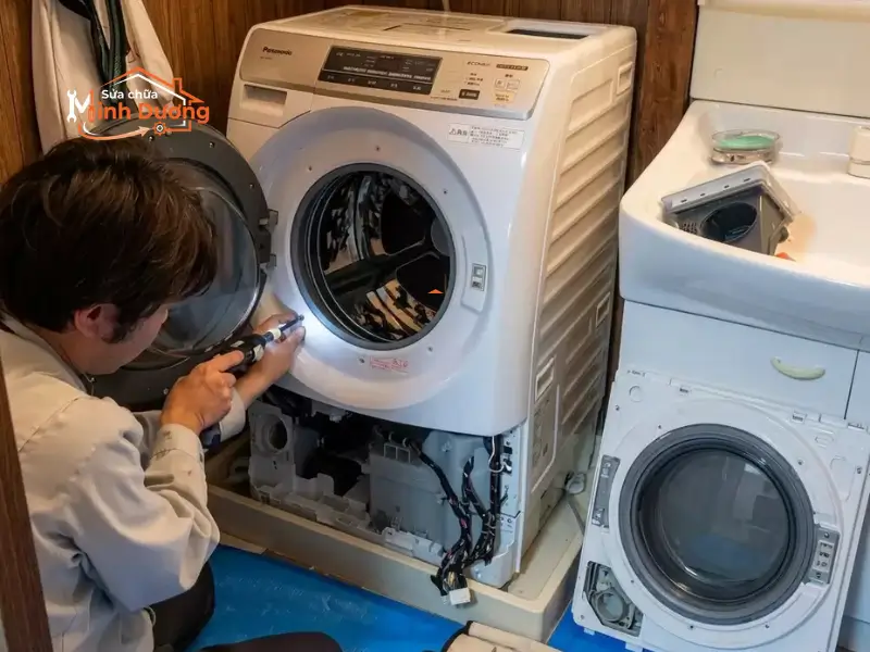 Đội thợ sửa máy giặt phường Hai Bà Trưng chuẩn bị đồ nghề di chuyển