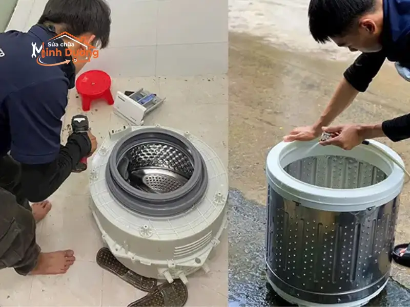 Vệ sinh máy giặt Sharp lồng không lỗ