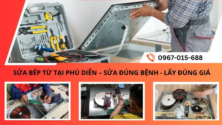 Kỹ thuật viên Minh Dương Fix đang sửa bếp từ Bosch báo lỗi E tại chung cư Goldmark City Phú Diễn.