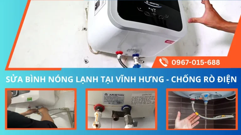 Thợ giỏi Minh Dương Fix đang thực hiện dịch vụ sửa bình nóng lạnh tại phường Vĩnh Hưng hỏa tốc cho khách hàng.