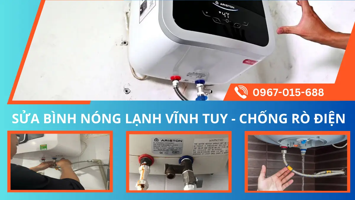 Thợ Minh Dương Fix đang đo dòng rò bằng máy Megohmmeter cho bình nóng lạnh Ariston tại phường Vĩnh Tuy