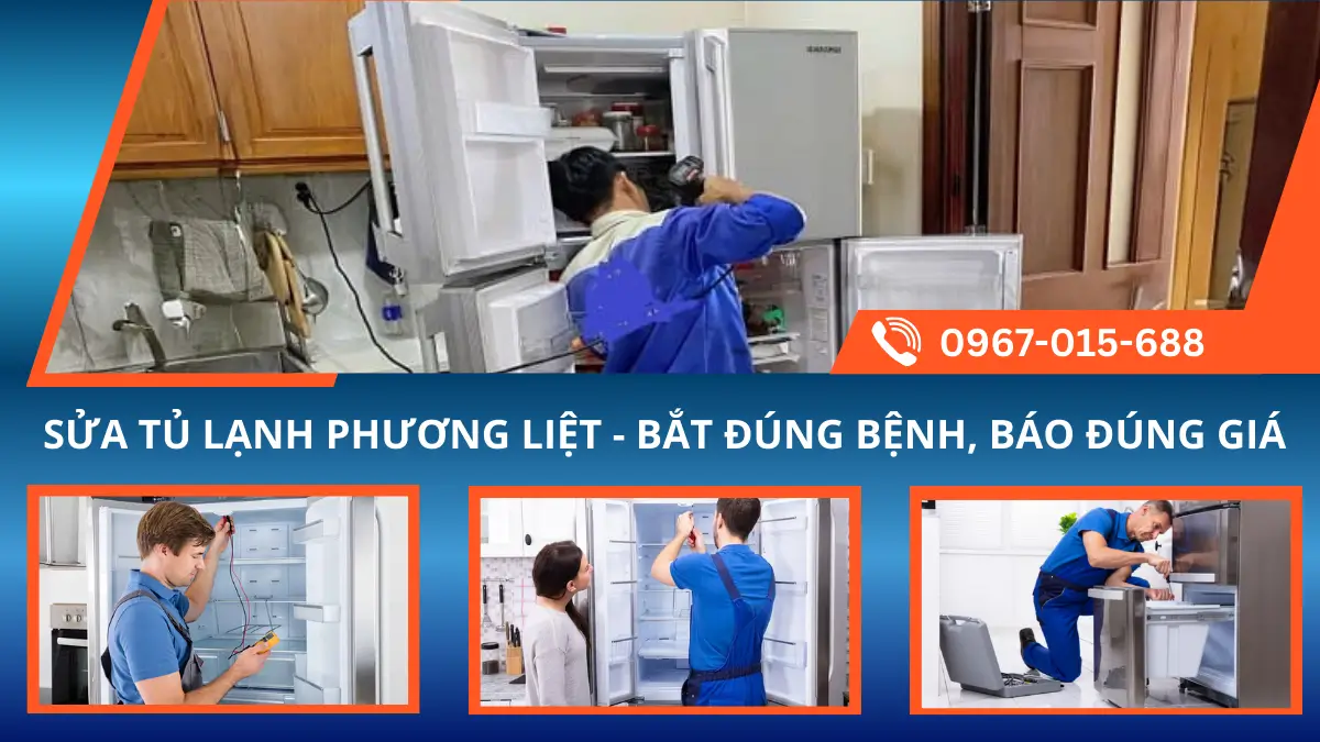 Kỹ thuật viên Minh Dương Fix đang nạp gas tủ lạnh cho khách hàng tại khu tập thể Phương Liệt