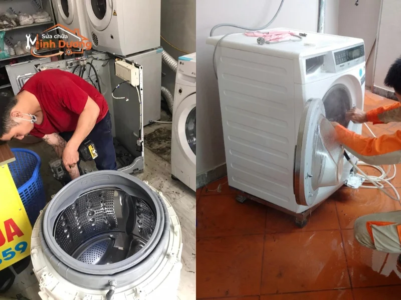 Kỹ thuật sửa máy giặt sấy LG Inverter truyền động trực tiếp giá rẻ.