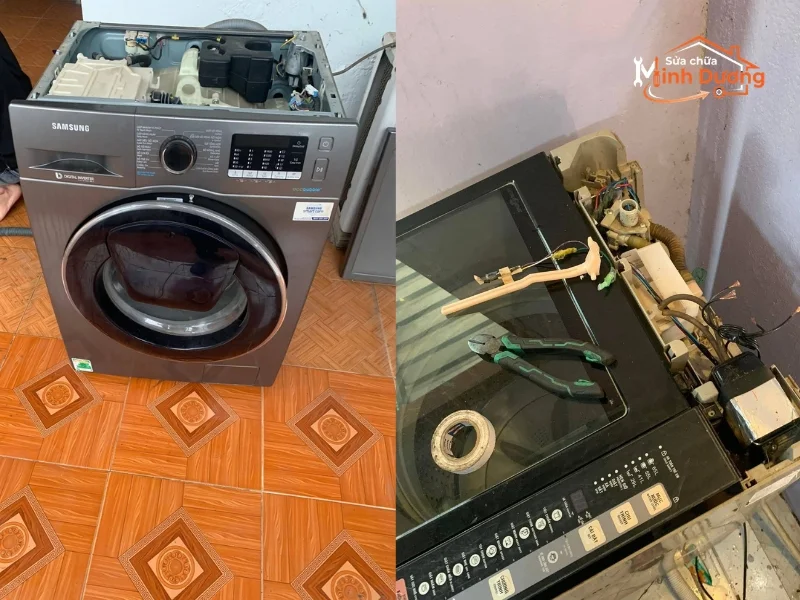 Máy giặt rung mạnh do lồng quay lệch tải trọng bên trong