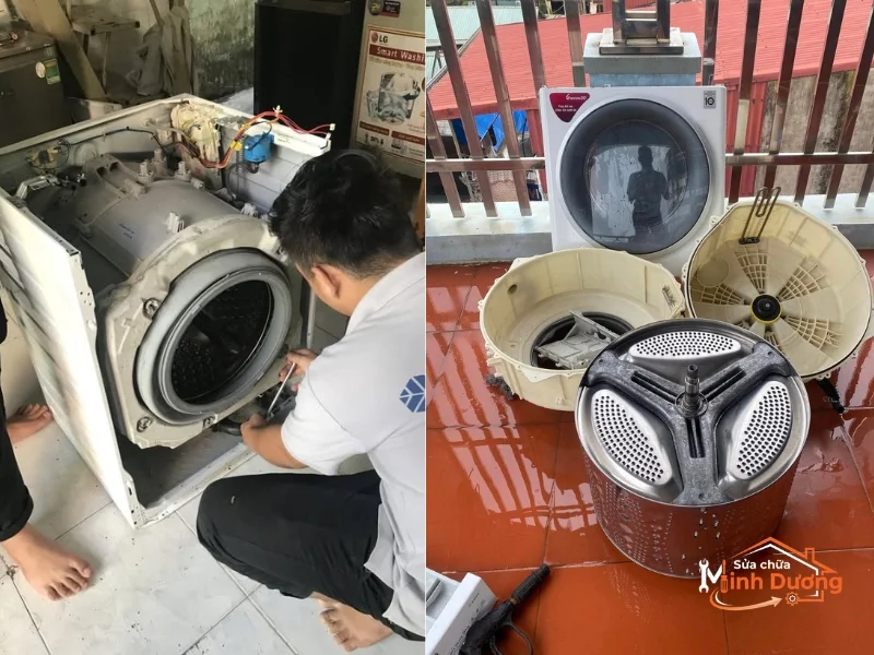 Máy giặt rung lắc mạnh do lồng bị lệch tâm nghiêm trọng